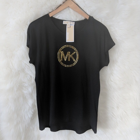 Michael Kora Black Studded Tee - Picture 2 of 3